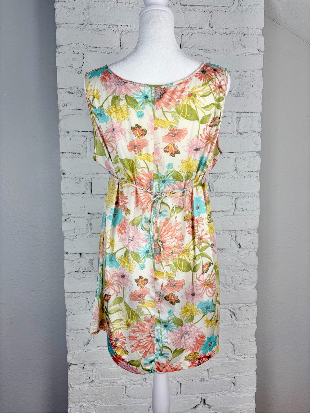 Vanity Fair VTG 70s Nylon Floral Butterfly Waist Tie Top Medium - Picture 4 of 10